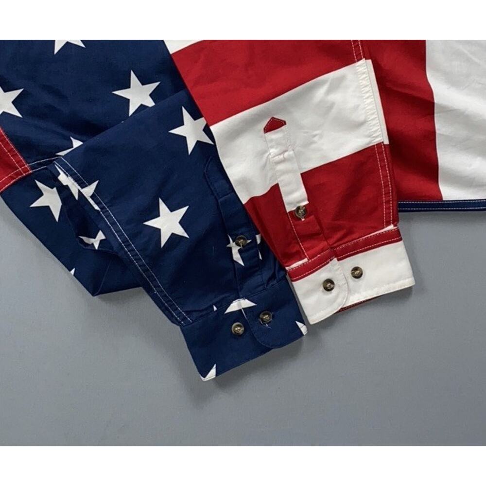 Roper Long Sleeve Button Front USA Flag Print Western Shirt. Men's Size M, EUC!! - Picture 4 of 6